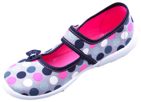 Tenisówki dziecięce Viggami Daria Grochy kapcie dziewczęce na rzep szare