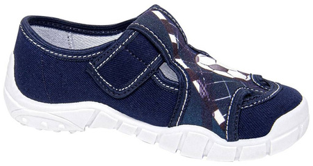 Tenisówki dziecięce granatowe Viggami kapcie na rzep Adaś Kolor granatowy