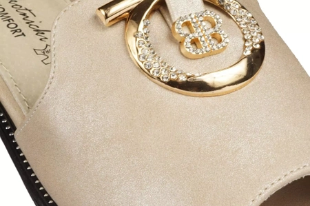 Eleganckie klapki damskie Skotnicki DKL-3-0635BE beżowe