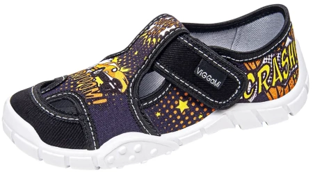 Tenisówki dziecięce Viggami ADAŚ CAR CZ czarne kacie chłopięce na rzep