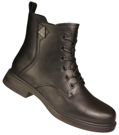 Damskie botki zimowe ze skóry naturalnej Skotnicki DB-3-1505BL czarne