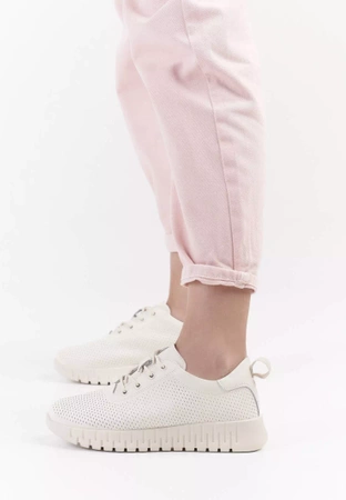 Skórzane buty sportowe damskie Sergio Leone DSP011BE beżowe