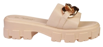 Eleganckie klapki damskie na platformie Skotnicki DKL-3-0615BE beżowe