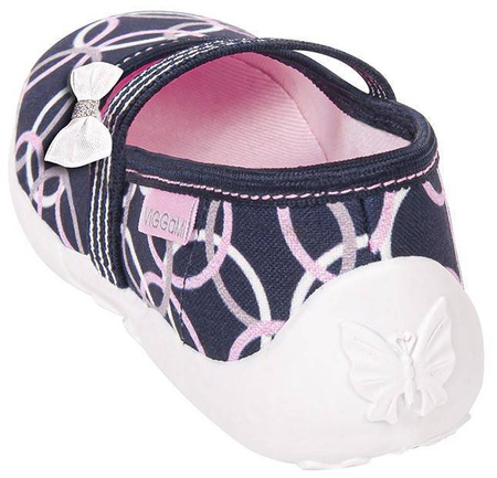 Tenisówki dziecięce Viggami SYLWIA granatowe kapcie dziewczęce wsuwane