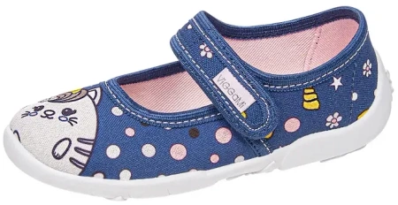 Tenisówki dziecięce Viggami Mia Druk kapcie dziewczęce na rzep granatowe