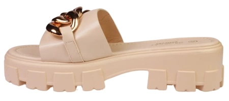 Eleganckie klapki damskie na platformie Skotnicki DKL-3-0615BE beżowe