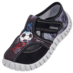 Tenisówki dziecięce Viggami Tubiś Football czarne kapcie chłopięce na rzep