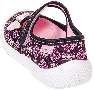 Tenisówki dziecięce Viggami BEATA czarne kapcie dziewczęce na rzep