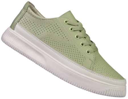 Skórzane buty sportowe damskie Sergio Leone DSP020ZI zielone