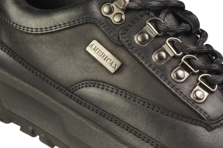 Męskie obuwie przejściowe skórzane American Club MCY171BL czarne