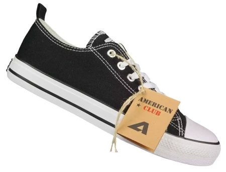 Tenisówki męskie nadwymiarowe czarne American Club NLH-03BL