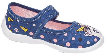 Tenisówki dziecięce Viggami Mia Druk kapcie dziewczęce na rzep granatowe
