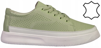 Skórzane buty sportowe damskie Sergio Leone DSP020ZI zielone