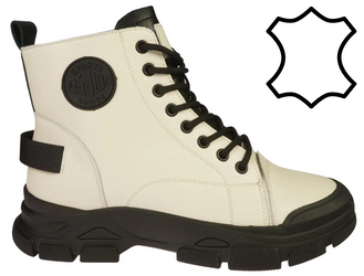 Damskie botki trapery przejściowe / zimowe Skotnicki  DB-3-1502BEBL beżowe