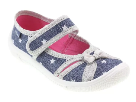 Tenisówki dziecięce Viggami Iga Jeans kapcie dziewczęce na rzep