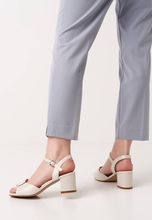 Eleganckie sandały damskie Sergio Leone DSK806PE perłowe