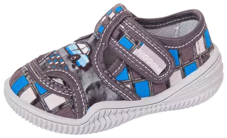 Tenisówki dziecięce Viggami NIKUŚ DRUK szare kapcie chłopięce na rzep