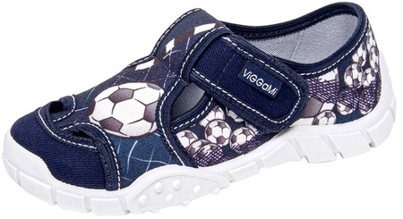 Tenisówki dziecięce granatowe Viggami kapcie na rzep Adaś Kolor granatowy