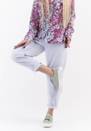 Skórzane buty sportowe damskie Sergio Leone DSP020ZI zielone