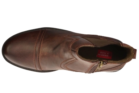 Eleganckie męskie skórzane buty zimowe American Club MCY131CO brązowe