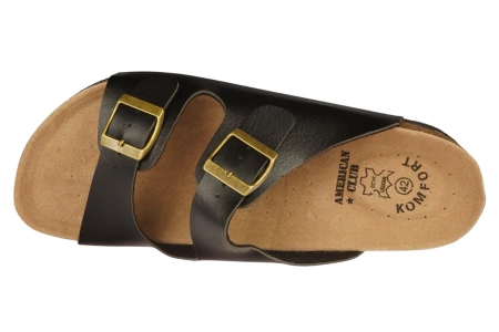 Męskie klapki ze skóry ekologicznej American Club MMS01BL czarne