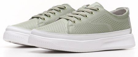 Skórzane buty sportowe damskie Sergio Leone DSP020ZI zielone