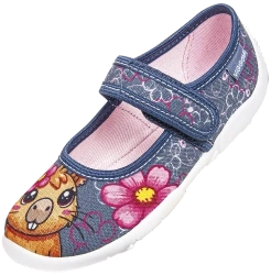 Tenisówki dziecięce Viggami Roxi granatowe kapcie dziewczęce z kapibarą