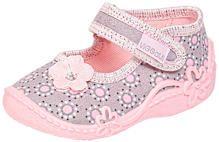 Tenisówki dziecięce na rzep kapcie do przedszkola Viggami ANIELKA szare