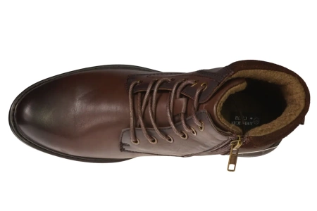 Eleganckie męskie skórzane buty zimowe American Club MCY167CO brązowe
