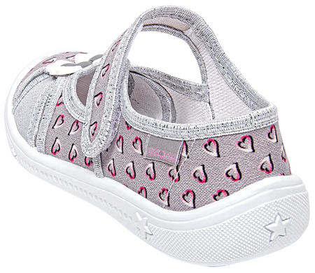Tenisówki dziecięce Viggami LEA DRUK szare kapcie dziewczęce na rzep