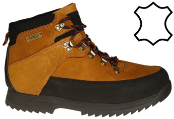 Zimowe skórzane buty męskie American Club MCY92/23BR brązowe