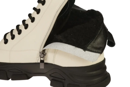 Damskie botki trapery przejściowe / zimowe Skotnicki DB-3-1502BEBL beżowe