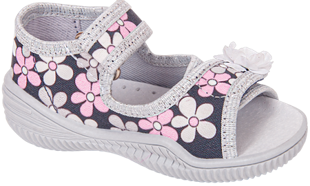 Tenisówki dziecięce Viggami EMILKA KWIATKI szare sandałki dziewczęce
