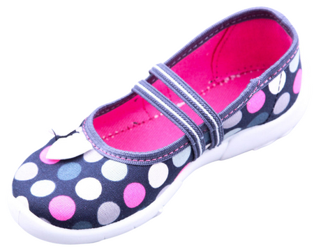 Tenisówki dziecięce Viggami Ola Grochy szare kapcie dziewczęce wsuwane