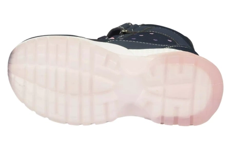 Dziecięce buty zimowe American Club z podeszwą LED BRL131/23 granatowe