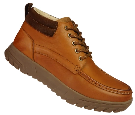 Zimowe skórzane trzewiki męskie American Club MCY128BR brązowe