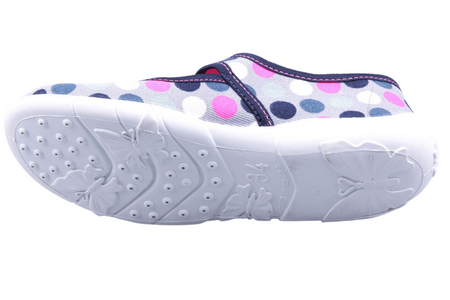 Tenisówki dziecięce Viggami Daria Grochy kapcie dziewczęce na rzep szare