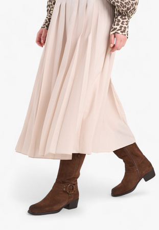 Damskie skórzane kozaki zimowe Sergio Leone DKZ265-SBR brązowe