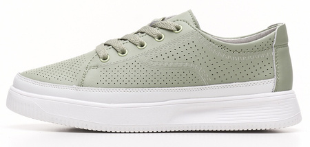 Skórzane buty sportowe damskie Sergio Leone DSP020ZI zielone