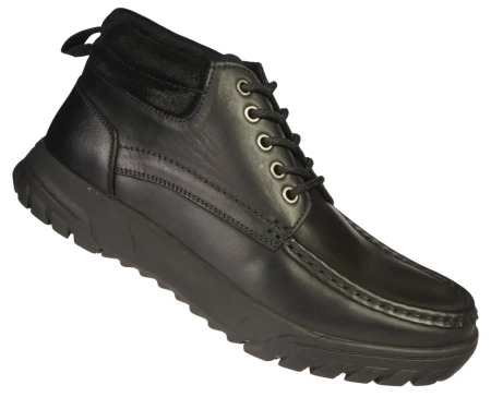 Zimowe skórzane trzewiki męskie American Club MCY128BL czarne