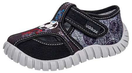 Tenisówki dziecięce Viggami Tubiś Football czarne kapcie chłopięce na rzep