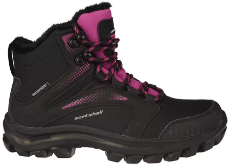 Zimowe buty damskie ocieplane American Club DHL149/24BLFU czarno różowe