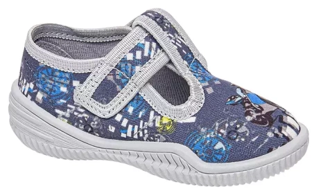 Tenisówki dziecięce Viggami Alan Druk szare kapcie chłopięce na rzep