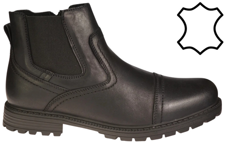 Eleganckie męskie skórzane buty zimowe American Club MCY131BL czarne