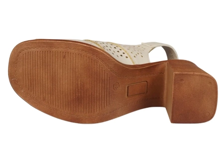 Eleganckie sandały damskie Sergio Leone w kolorze ecru DSK565EC