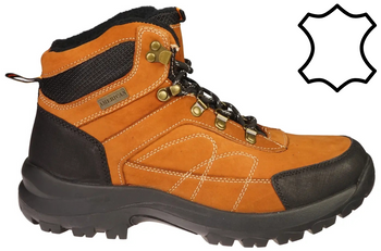 Zimowe skórzane buty męskie American Club MCY58BR brązwe