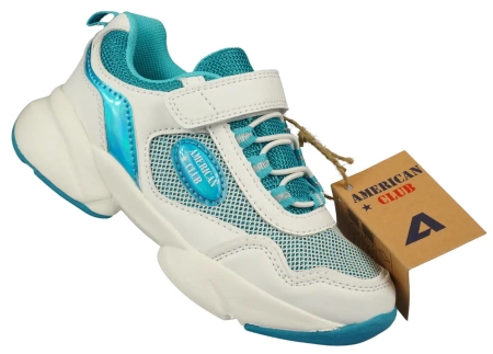 Dziecięce buty sportowe American Club BRL16WHBU biało-niebieskie
