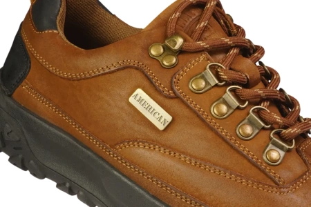 Męskie obuwie przejściowe skórzane American Club MCY171BR brązowe