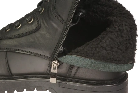 Eleganckie męskie skórzane buty zimowe American Club MCY122BL czarne