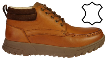 Zimowe skórzane trzewiki męskie American Club MCY128BR brązowe